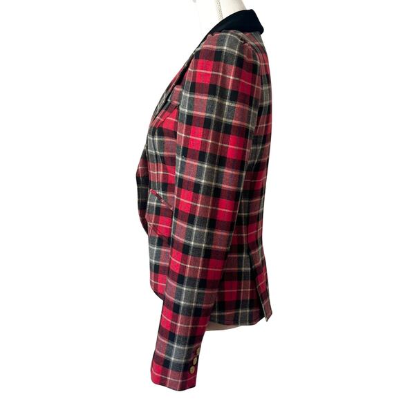 Smythe Red Plaid Tartan Wool Equestrian Riding Blazer Jacket Red Canada Size 6 - Picture 5 of 8